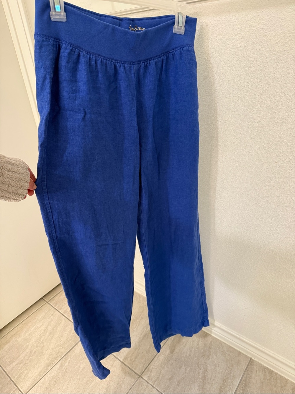 Lilly Pulitzer Wide-Leg Linen Pants in Cobalt Blue